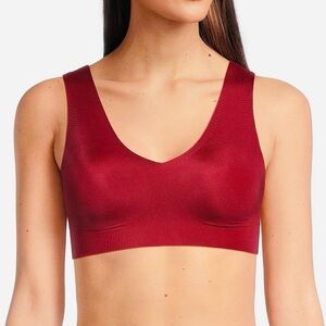 VAN WINKLE & CO. Bonded V-Neck Wire Free Bralette Seamless Bra Red L